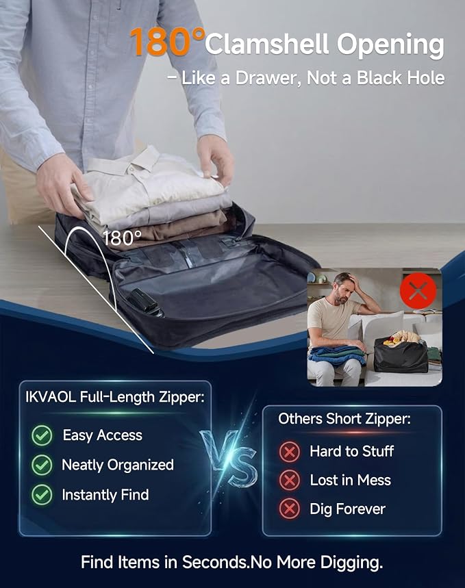 Travel Vacuum Packing Cubes with Built-in Pump, Space Saver (1-Pack) | 23L Small Organizer, Built-in 50kPa Pump, USB-C phone & power bank, 180° Opening, Airtight Zipper, Tearproof Fabric