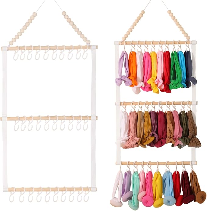 YOcity Headband Holder for Girls Baby Headband Organizer Head Bands Hair Accessories Display Organizer Wall Hanging Decor for Nursery Toddler Girl Room (White)
