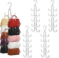 4 Pack Purse Organizer for Closet, Purse Hanger with 10 Big Hooks, 360 Degree Rotation Bag Holder for Organizer&Display, Foldable Space Saving Hangers Rack for Handbag, Belt, Scarf, Tie