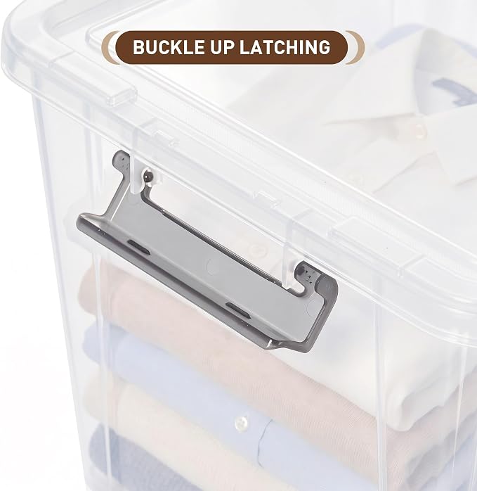 Citylife 17 QT Plastic Storage Bins with Latching Lids Stackable Storage Containers for Organizing Large Clear Storage Box for Garage, Closet, Classroom, Kitchen, 2 Packs