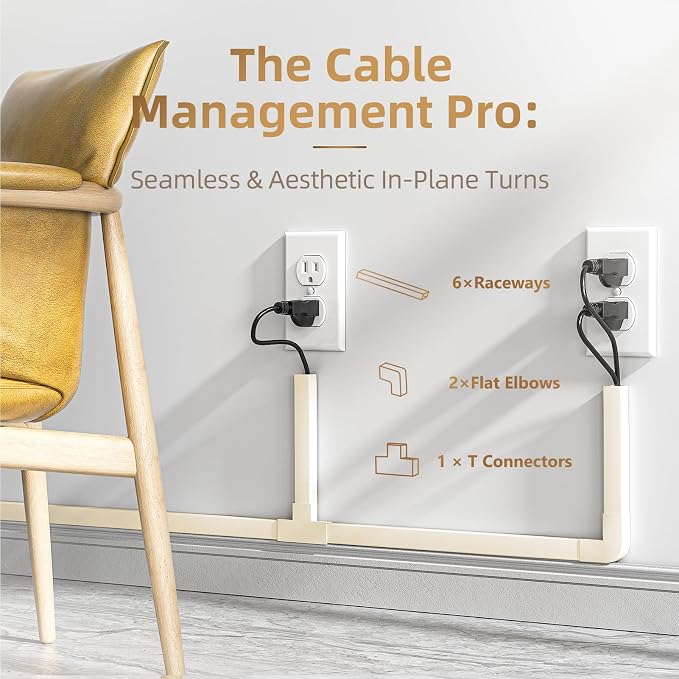 Delamu Beige Cord Hider, 85in Cord Covers for Wires on Wall, One-Cord Cable Hider, Wire Hiders Wire Covers for TV Cords on Wall, Easy Mount Cable Cover Management Kit, 6X L14.2 W0.59 H0.4in, Beige