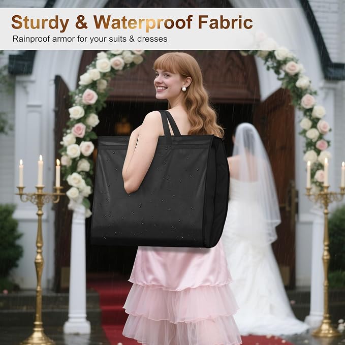 MISSLO 54" Garment Bags for Travel for Women Waterproof Dress Bags for Gowns 4" Gusseted Dress Protector Bag for Closet Storage Clothing Covers for Hanging Clothes Suit Carrier