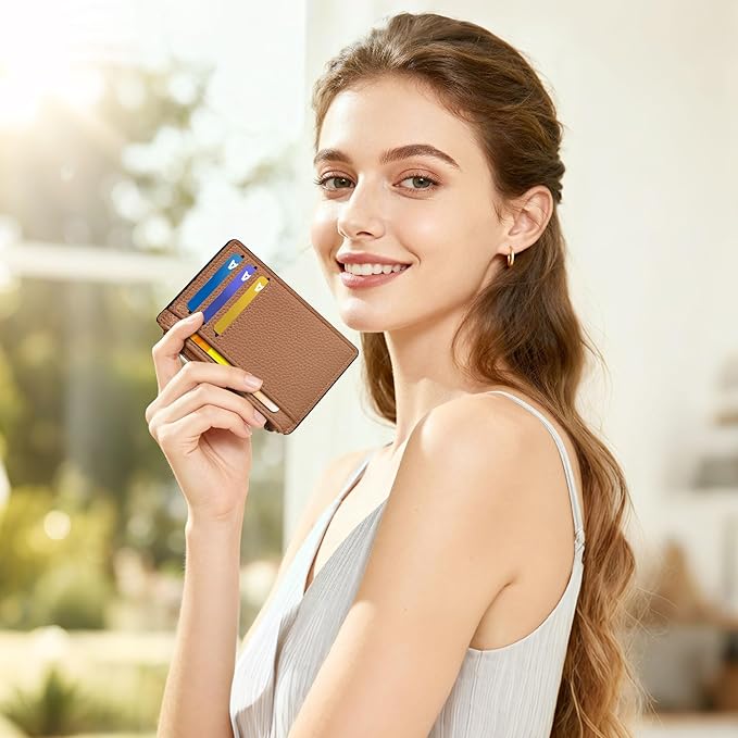 Tipmile Womens Credit Card Holder Wallet, Small Slim RFID Blocking Sleeve | Mini Tiny Cute ID Case, Minimalist Zipper Pocket Wallet, Thin Coin Purse, Mothers Gift