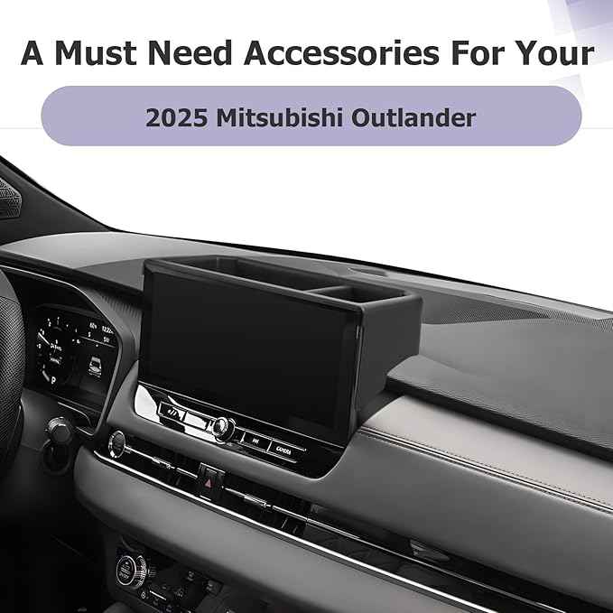 LUWU for 2025 Outlander Dashboard Storage Tray 2025 Mitsubishi Outlander Accessories 12.3-inch Behind Screen Organizer Center Console Display Box Dash Tray [NOT for 2025 Outlander PHEV&Sport]
