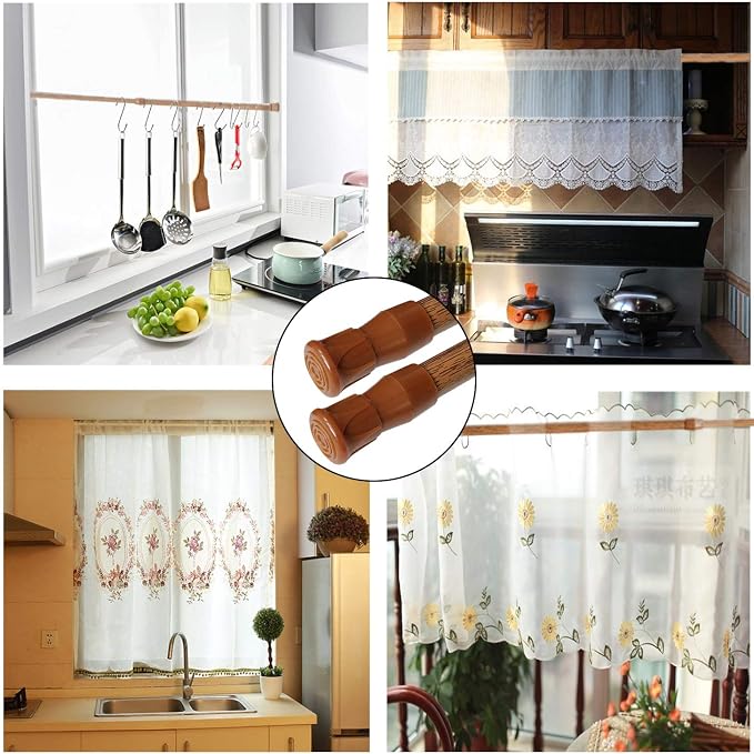 AIZESI Spring Tension Curtain Rods Short Tension Rod (Wood, 16" to 28"-2Pcs, Optimum Scope of Application 16 to 24 inch, Can't Hang Heavy Curtains)