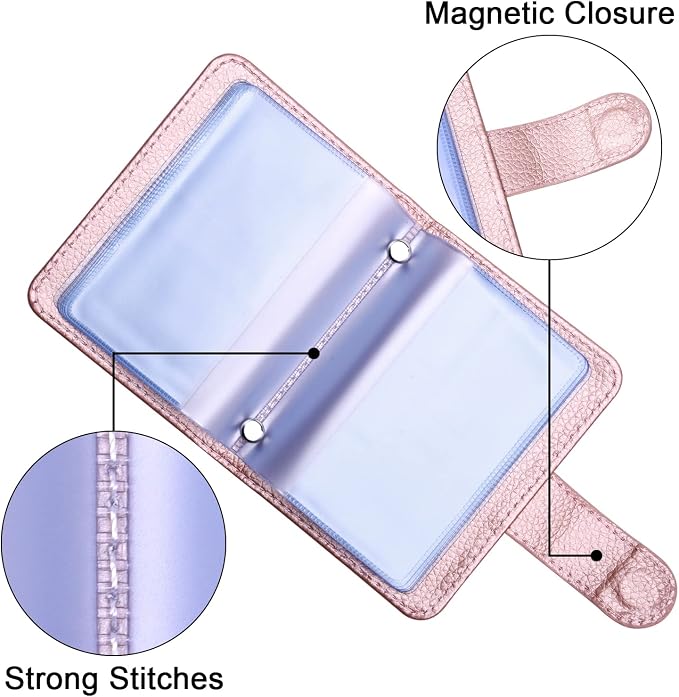 Wisdompro Slim PU Leather Credit Card Holder, Vertical Rose Gold | RFID Blocking Wallet Debit Card Protector, Organizer Case, Card Case, 20 Card & 7 Memory Card Slots, with Magnetic Closure