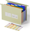 ThinkTex Plastic Expanding Hanging File Folders, 7 Innovative 1.2" Accordion Pockets, Large Capacity, Multi-Color Tabs, Letter Size for Filing Cabinet - Yellow