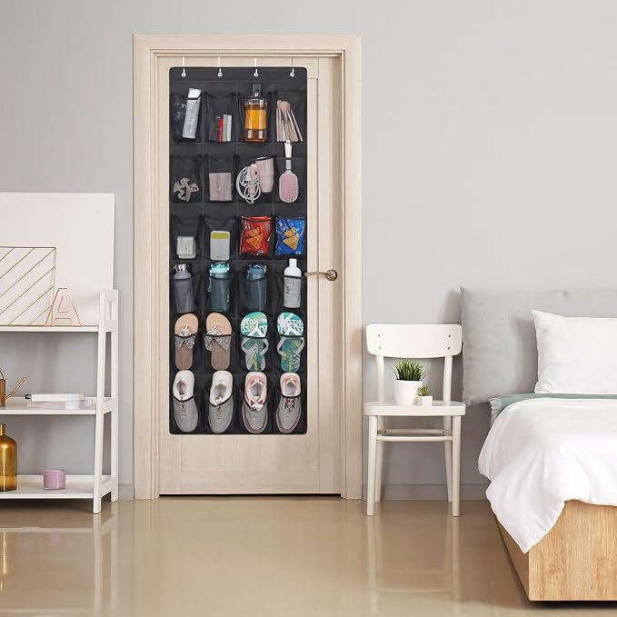 F-color Over the Door Organizer for Cruise - 24-Pocket Hanging Organizer | Tool-Free Mount with 4 Metal Hooks, See-Through Mesh Pockets, Lightweight & Foldable, Space-Saving for Travel and Daily Use