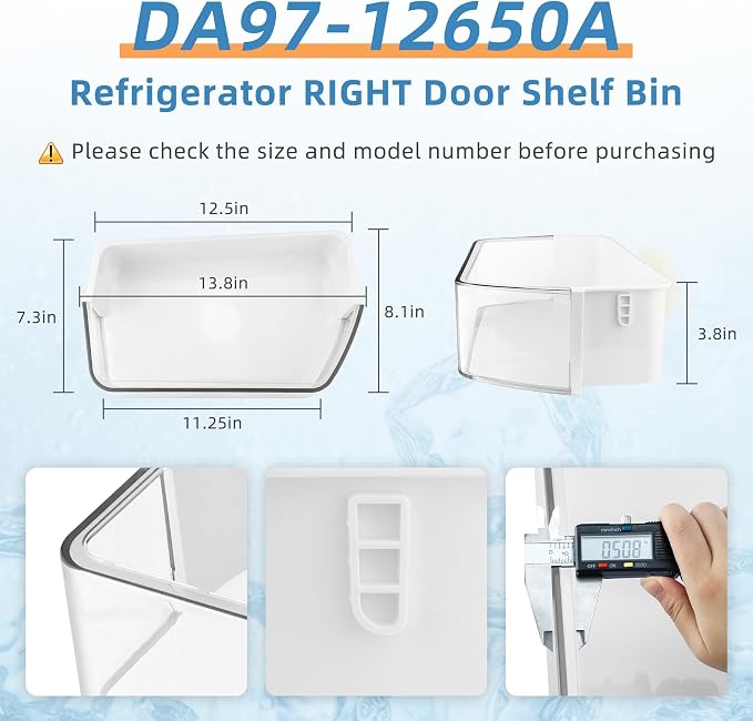 DA97-12650A(RIGHT) & DA97-12657A(LEFT) Refrigerator Door Shelf Replacement 2 PCS Set Fit for Sam-sung RF260, RF261, RF26H Fridge Freezer Door Basket Bin by Fetechmate - 1 Year Warranty