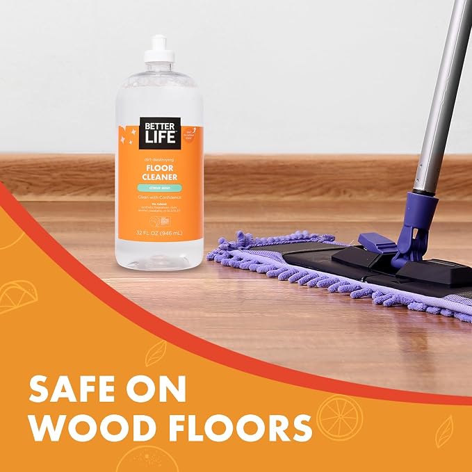 Better Life Floor Cleaner - Liquid Multipurpose Cleaner for Wood, Tile, Laminate, Vinyl, Bamboo - Hardwood Floor Cleaner for Mopping - Citrus Mint, 32 Fl Oz (Pack of 2)