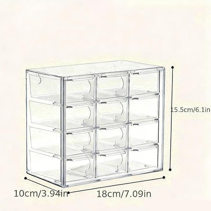Acrylic Drawer Organizer, Clear Desk Organizer with Drawer, Plastic Stackable Storage Drawers with 12 Drawers, Dustproof for Jewelry, Craft, Office Supplies