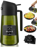 Oliver Oil Sprayer Dispenser for Cooking Bottle 16oz Green Glass Black | 2-in-1 Lightproof Borosilicate Glass Oil Bottle, Wide Mouth for Easy Refill Clean