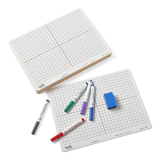 hand2mind XY Coordinate Grid White Boards for Students, Grid Board for Graphing, Dry Erase Boards, Portable Whiteboard, School Supplies, Classroom Supplies (Pack of 30)