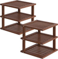 2 Pack Bamboo Corner Shelf,3 Tier Kitchen Cabinet Organizer for Plates and Dishes,Pantry Storage and Spice Rack（Brown）