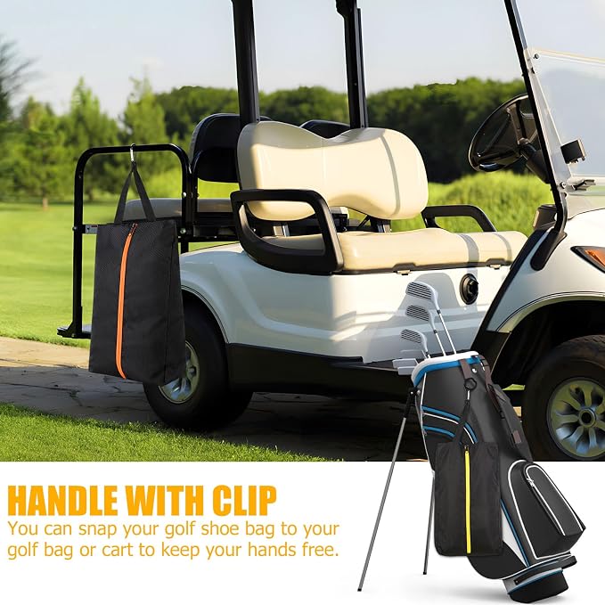 TOBWOLF Smell Proof Golf Shoe Bag, Cleat Bag Fits Up to Size 14 | Waterproof Durable Nylon, Reinforced Carry Handle & Smooth Zipper Closure, Large Capacity for Golf, Soccer, Gym and Travel