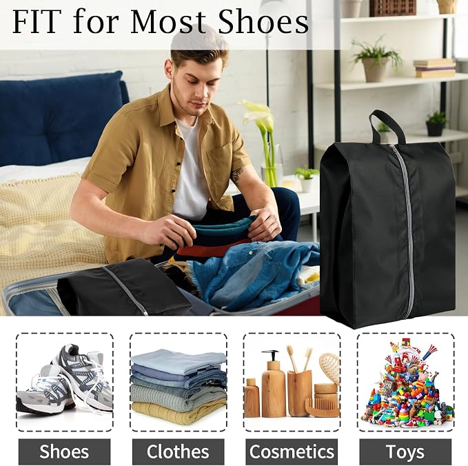 Shoe Bags for Packing, Set of 6 Large Colorful Waterproof Portable Shoe Bags with Zipper - Travel Essentials for Women and Men