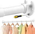 17 to 84 Inch Closet Rods for Hanging Clothes with Screwdriver, Stepless Adjustable Closet Rod Heavy Duty, 1.3 Inch Clothes Hanging Rod Metal Closets Pole Bar for Wardrobes Laundry Bathroom RV, White