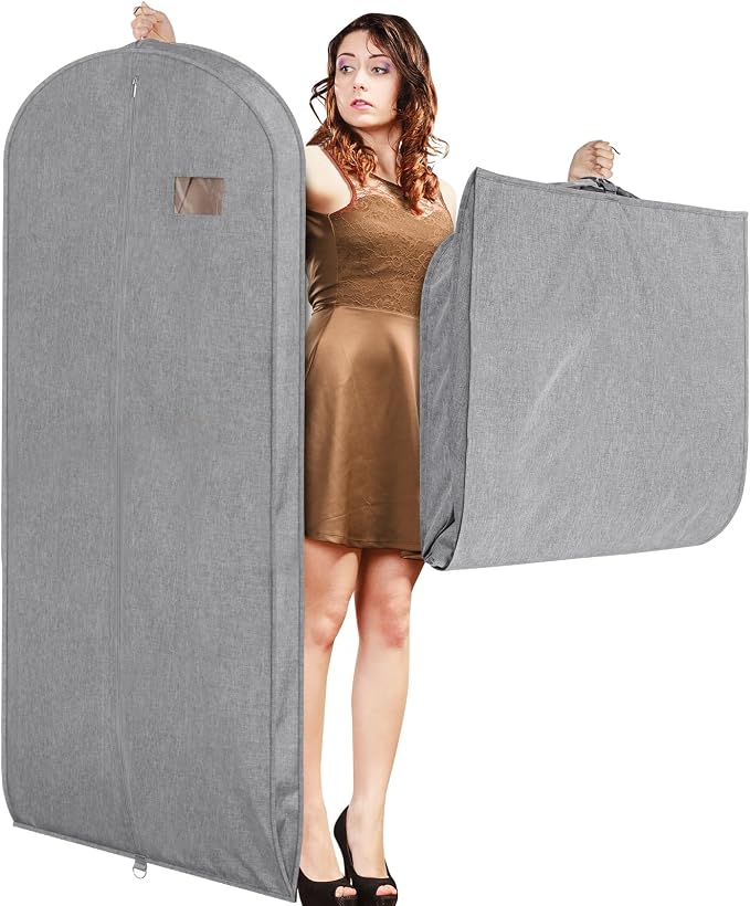 Univivi Garment Bags for Hanging Clothes, 60 Inch Suit Cover Bags for Closet Storage, Hanging Clothes Bag with Zipper and Eye-Hole for Suits, Coats, Jackets, Shirts, 1 Pack - Gray
