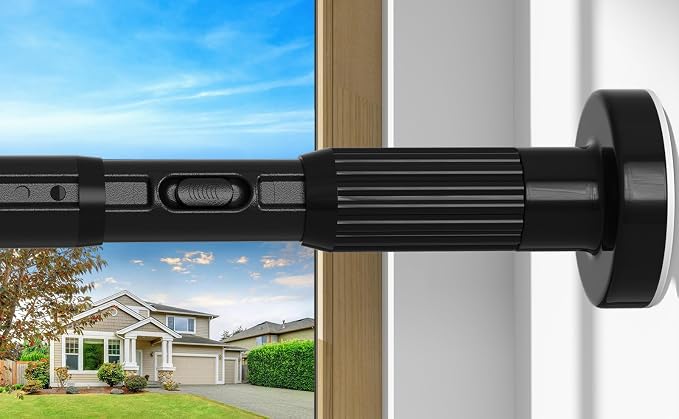 Black Tension Curtain Rod 41-67In, Curtain Rod No Drilling for Window or Bathroom,Outdoor Tension Rods for Patio, Heavy Duty Shower Rod,Rod Diameter 1.26In-One-bond stretching