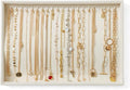 Large Jewelry Organizer for Drawer Insert Velvet Stackable Jewelry Trays for Earring Necklace Bracelet Ring Display (Beige, 21 Hooks)