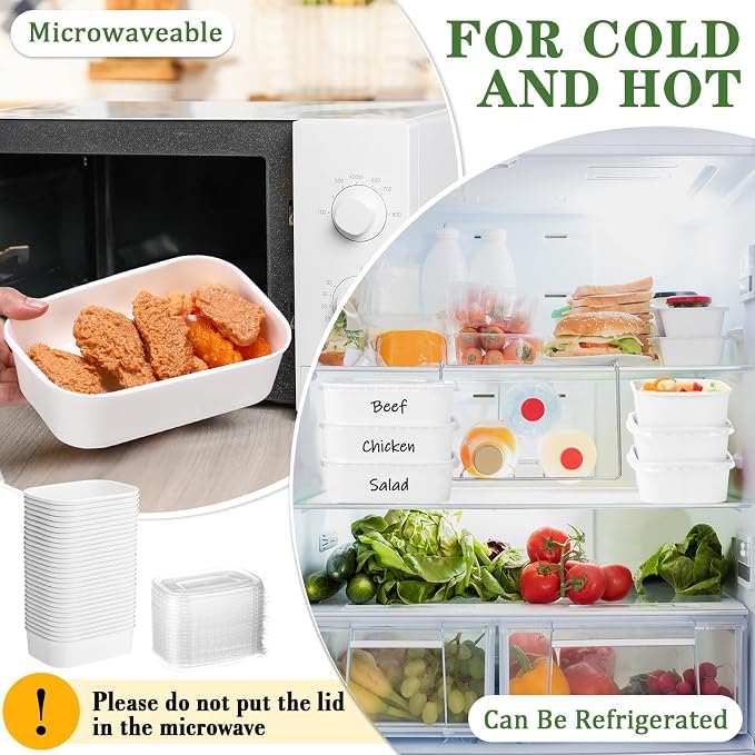 Maxdot 50 Pack 22 oz Disposable Food Containers with Lids Paper Food Containers Bowls for Meal Prep, Salad, Ice Cream, Yogurt, Soup Bowls Party Leftover Box