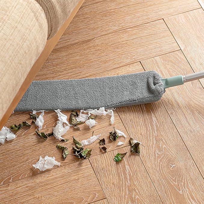 2025 New Retractable Gap Dust Cleaning Artifact with 3-Layer Hook 3 Microfiber Dusting Cloths Long Handle for Cleaning Under Refrigerator