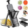 QYKIC Upgrade Safe Mandoline Slicer,Vegetable Chopper,Potato Slicer, Onion Chopper with Drain Basket Storage Container, Cheese Grater Kitchen Chopping Artifact (DeepBlack)