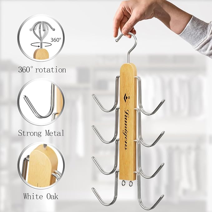 Purse Hanger, 2 Pack Purse Organizer for Closet with 16 Hooks for Heavy Bags, Sturdy Bag Storage, Rotatable Handbag Holder, Purse Rack Space Saving Backpack Hanging Closet Organizer Hangers