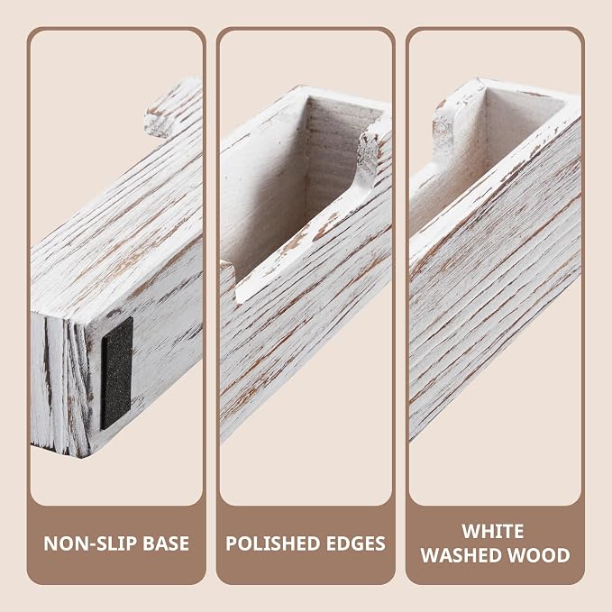 Bivvclaz Business Card Holder Desk, White Washed Wood Business Card Organizer Desktop Business Card Display Stand for Office Tabletop Exhibition, Small Business Essentials