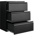Approgreent Lateral 3 Drawer File Cabient with Lock, Metal Filing Cabinets for Home Office, Heavty Duty Office Storage Cabinet for A4/Letter/Legal (Matte Black)