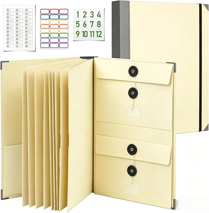 Important Document Organizer with Tabs & Pockets for Family Records,Yellow