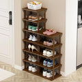 AFOORD Vertical Shoe Rack-Tall Narrow Shoe Rack Organizer for Small Spaces,12Tier Bamboo Shoen Shelf for Entryway,Closet,Corner,Doorway,Skinny Shoe Shelf Space Saving Shoe storage,Free Stackable DIY
