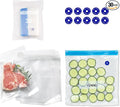 VICARKO 30 Vacuum Zipper Bags, Vacuum Sealer Bags, Food Storage, Reusable Bags, with Double Layers, BPA Free, 4.3L, 13.5 x 10.5"（20 Blue Classic+10 White Upgraded ）