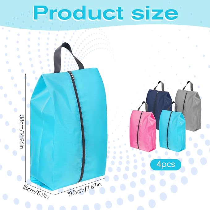 4 Pcs Shoe Bags for Travel, Travel Shoes Organizer with Zipper Golf Shoe Bag Reusable Water-proof Shoes Bag Portable Traveling Essentials