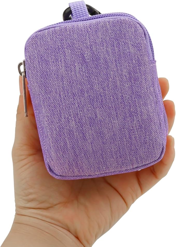 E-Tree Coin Purse with Carabiner Clip, Dual Layer Card Case Holder, Mini Pouch for AirPod Earphone Keychain USB Cable,Wallet, Small Accessories Organizer Bag for Women and Men (Purple)