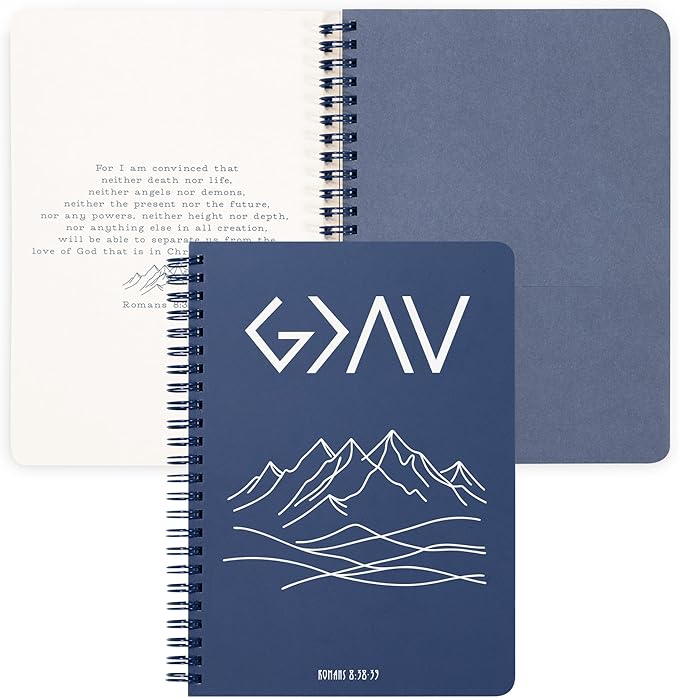 Steel Mill & Co Faith Inspired Mini Spiral Notebook, 8.25" x 6.25" Journal with Durable Hardcover and 160 Lined Pages (Greater than the Highs and Lows)