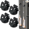 4PCS Magnetic Broom Mop Holder Wall Mount,No Drill Tool Organizer With Anti-Slip Rollers for Garage Kitchen RV Home Laundry Workshop, Anti-Rust Clips No Damage Installation (Black 4pcs)