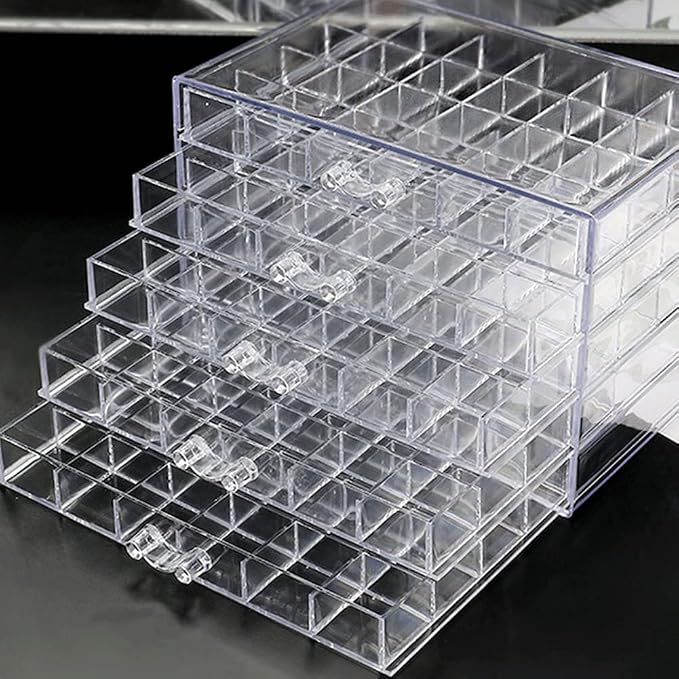 QIYUSHRY Earring Storage Box Acrylic Jewelry Storage Holder Ring Clear Plastic Transparent Jewelry Display Stand with 5 Drawers 120 Small Compartment Tray for Women Girls