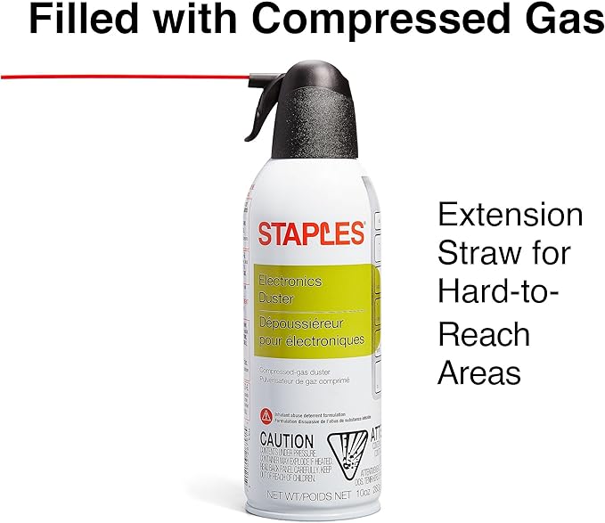 Staples Compressed Air Duster – 10 oz. Can for Electronics, Keyboards & Office Devices