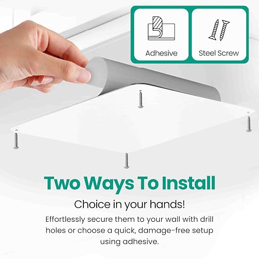 9 inches x 6.5 inches Stainless Steel Plate for Magnets, 3M Adhesive Back, Mounting Screws, Ideal for Magnetic Shelf, Spice Holders, Fridge Magnets. Mount Anywhere! (White, 1 Pack)