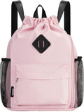 WANDF Drawstring Backpack with Shoe Compartment, Sports Gym Bag | Multi-Pocket Storage, Water-Resistant Fabric, Cinch String Bag