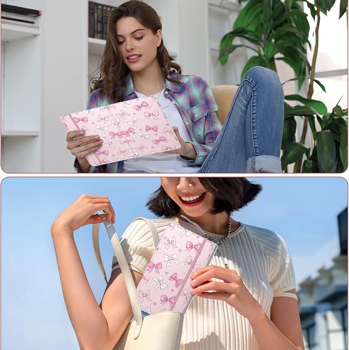 Floral Business Card Book Holder Organizer for Women, 240 Card Capacity, Stylish Name Card and Credit Card Holder for Professionals (Bow)