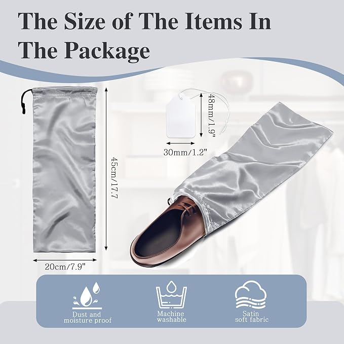 Ersmak 6 Pack Shoe Bags for Travel - Satin Shoe Bag with Drawstring - Grey Shoe Storage Bags for Protecting Storage Shoes - 17.7 x 7.9 In