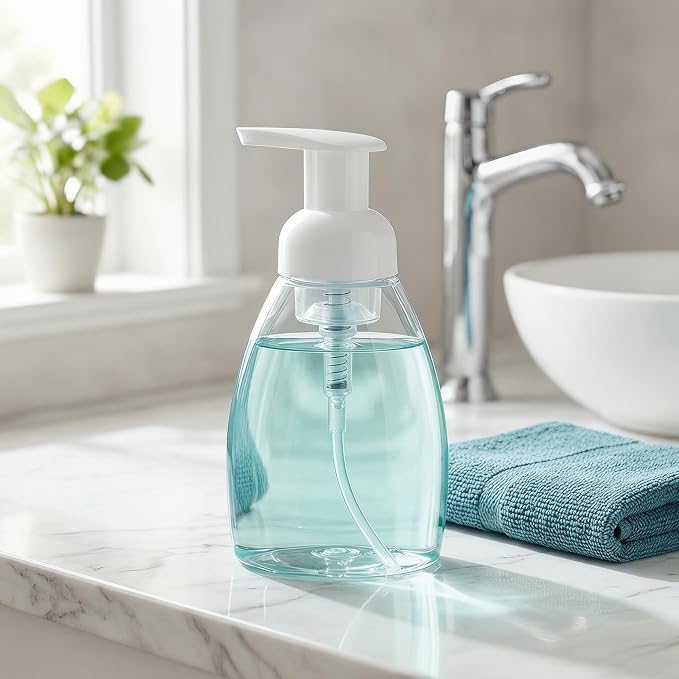 Bekith 12 Pack Foaming Soap Dispenser Pump Bottles, 8oz (250ml) Foaming Hand Soap Dispenser, Refillable Liquid Soap Foaming Dispenser, Empty Plastic Bottles for Kitchen, Bathroom, Commercial, Clear