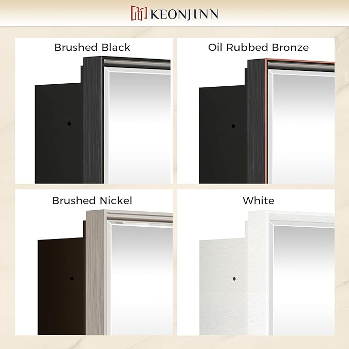Keonjinn 24” x 30” Black Bathroom Medicine Cabinets with Mirror Recessed or Surface Wall-Mounted Aluminum Alloy Metal Framed Beveled Bathroom Mirror, Large Single Door Farmhouse Storage Cabinet Mirror