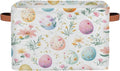 Cube Storage Bins for Shelves, Easter Eggs Flower Print Collapsible Fabric Toys Storage Basket Box with Handles for Home Office Bedroom Closet