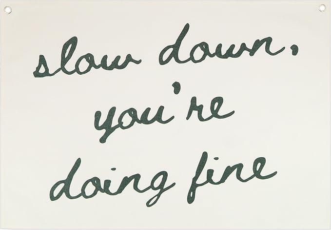 Classroom Wall Flag Decor-Teacher Gift-Inspirational Back to School Wall Banner Decor-Slow Down You're Doing Fine-Hanging Rectangular Canvas Banner for Classroom Teacher Office Reading Corner