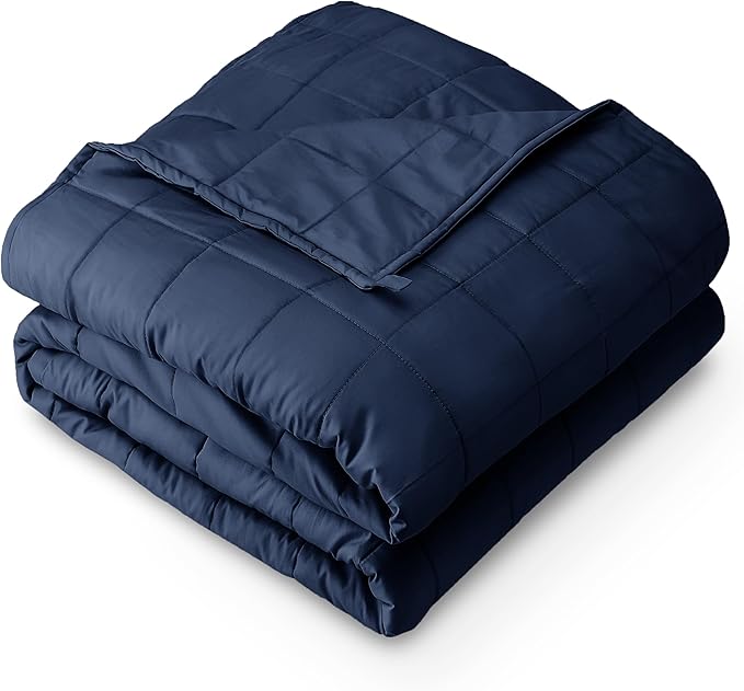 Bare Home Weighted Blanket Queen Size 20lb (60" x 80") for Adults - All-Natural 100% Cotton - Premium Heavy Blanket Nontoxic Glass Beads (Dark Blue, 60"x80")