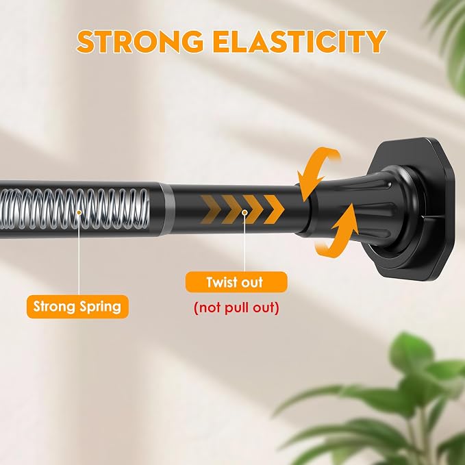 No Drilling Closet Rods for Hanging Clothes, Adjustable 32-72 in | Heavy Duty, Black, Metal, 1.1 Inch Diameter, Suitable for Closet, Wardrobe, Laundry, RV
