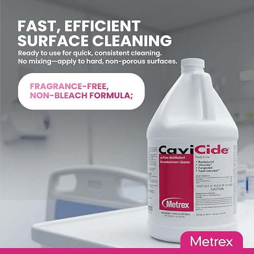 Metrex CaviCide Germicidal Surface Disinfectant Cleaner – EPA-Registered Quaternary Ammonium – Kills Flu Virus, Bacteria & Fungi – Hospital- Grade for Medical, Dental & Lab – 1 Gallon, Pack of 3